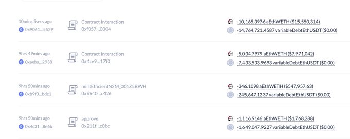 The image shows an online screenshot of a webpage that displays five different pages related to cryptocurrency trading. One of these pages features a list of cryptocurrency exchanges, with three of them appearing prominently. The most recent listing includes a whale just liquidated for 10,165 ETH (€15.55 million) at the 4:00 AM local time on December 27, 2016. 
The other pages show details about the trading process and include more whale lists, displaying various cryptocurrency names such as "eth-usd" and "ethwth". The website's URL is "https://www.debank.com/profile/0xc3fe", indicating a connection to the exchange's profile page.