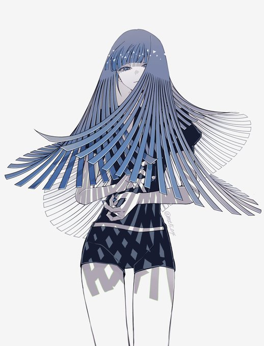 An anime-style illustration of a girl with long, flowing blue hair wearing a dark patterned dress, with a small signature reading "LUMIFLE" visible. The airy, fringed strands of her hair extend outward like radiating flares, visually echoing the post's theme of "Flare."