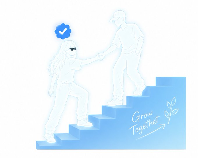 The image features a pair of people climbing stairs together, with one person holding onto the other's hand for support as they ascend. The scene takes place against a white background, which highlights the details of their ascent. In the top right corner of the image, there is a blue text box that reads "gEvening dont forget farm QUACKS on @wallchain hope, u cooking on there". This message seems to be related to the post about farming and agriculture, as it encourages people to appreciate the simple things in life and support local farmers.