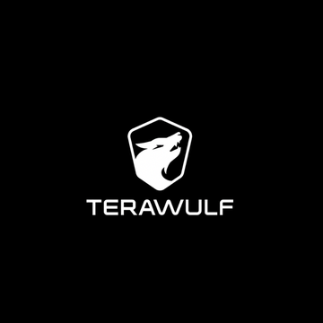 The image displays the TeraWulf logo, featuring a stylized white wolf head inside a hexagonal shield above the company name "TERAWULF" in bold white letters on a black background, representing the Bitcoin mining company that just announced its major 20-year AI data center lease deal with Anthropic.