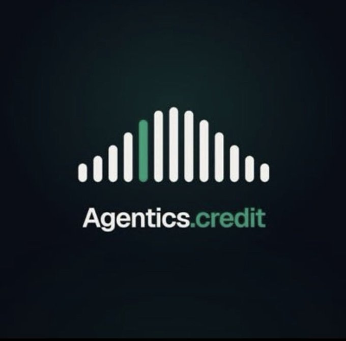The logo for 'Agentics.credit' is displayed on a dark background, featuring a stylized bar graph icon with one green bar.