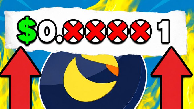 The image shows a graphic for Terra Luna Classic (LUNC), with the price "$0.XXXX1" displayed prominently—representing the aspiration to burn three zeros off the token's value—with upward red arrows and flames in the background symbolizing price growth. This illustrates the LUNC community's goal of eliminating three decimal zeros from the token's price, as referenced in the post by Hailey LUNC.
