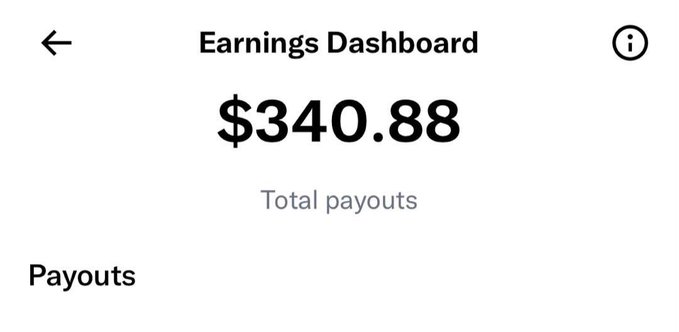 Screenshot of an Earnings Dashboard displaying '$340.88' as 'Total payouts' with a 'Payouts' section below.