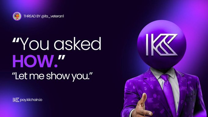 The image features a purple ball with a white logo that says "KKK" on it. The background of the image is dark purple, which contrasts with the bright purple ball. Below the ball, there's text that reads "You asked 'How' . Let me show you." This message seems to be related to the post about global finance and mentions a question or topic from the post.