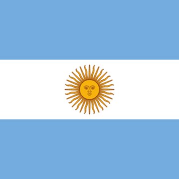 The image shows the flag of Argentina, featuring three horizontal stripes—light blue, white, and light blue—with the golden Sun of May emblem centered in the white band. The flag visually connects to the announcement about Circle partnering with Argentina's Grupo BIND to expand USDC access in the country.