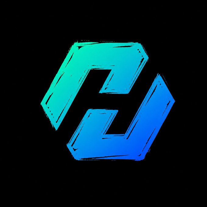 A stylized geometric logo in cyan and blue tones on a black background, resembling an angular interconnected 'Z' or hexagonal emblem.