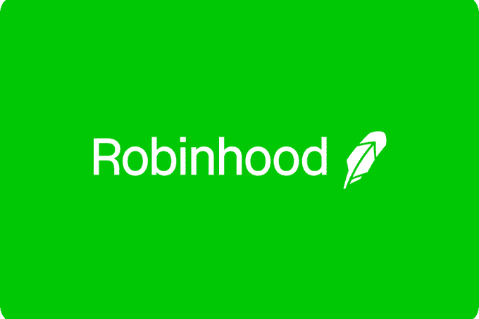 The Robinhood logo displayed on a green background with the brand name in white text alongside a stylized feather icon.