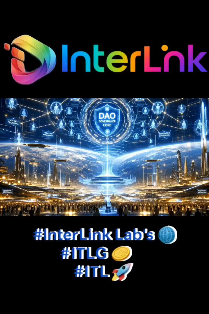The image features a poster for Interlink Lab's new project, which is called "The Beginning of Digital Scarcity". The poster has a colorful background with a city skyline at its center. Below the city skyline, there are two lines of text that read "#ITLG" and "#ITL #blockchain #futureeconomy". These texts are accompanied by an image of a rocket ship flying through space.