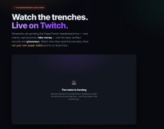 A promotional graphic with the headline "Watch the trenches. Live on Twitch." features a dark interface showing a "Streamer is Streaming" placeholder, promoting a new Fast X Post tool that instantly opens X (Twitter) post links on trading platforms like Axiom, GMGN, Padre, DexScreener, Debot, and Trojan.