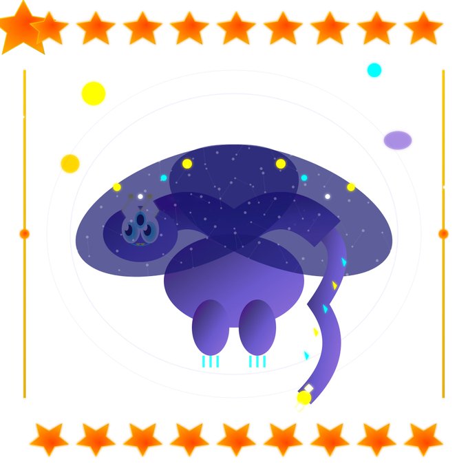 This colorful illustration depicts a celestial wyvern with starry patterns, surrounded by planets and stars, visually representing the "Bestie #60" mentioned in the post. The image shares a cosmic and mythical theme with the accompanying text.