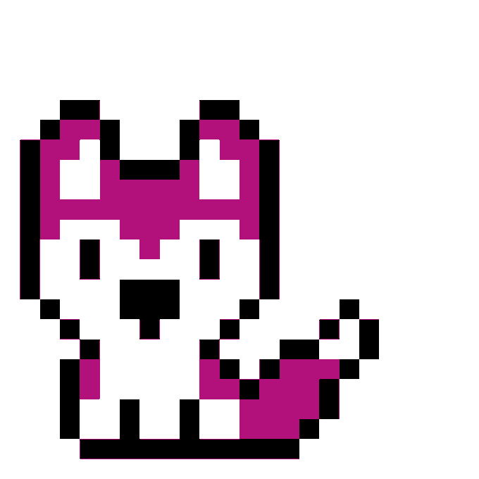 A pixel art image of a white puffy creature with purple/magenta accents on its ears and tail, resembling a fluffy dog or bear. The caption relates to the user's desire to buy a specific "white puf" (puff) Doodles NFT, referencing the Doodles project handle in the post.