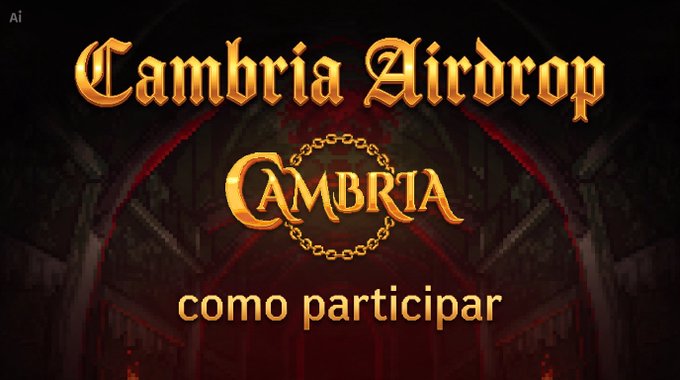 The image above is a promotional graphic for an airdrop event linked to Cambria. This airdrop campaign encourages user participation and rewards engagement through points and a leaderboard, providing instructions for viewers to claim rewards from the airdrop, specifically targeted to the Spanish-speaking audience.