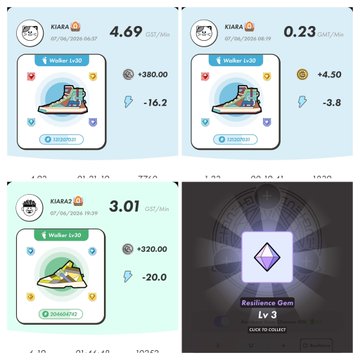 In this digital image, four different screenshots depict a mobile app game featuring various shoe designs. Each screenshot shows the user's progress through the game, as well as the number of steps taken during gameplay. The screens are arranged vertically, showcasing two sets of images for each level in the game. In total, there are eight photos displayed on this app, providing an overview of the game layout and offering a glimpse into what is to come during gameplay.