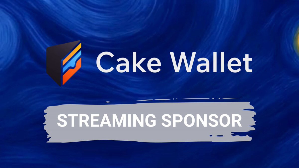 The image features a banner for a cryptocurrency event called "cake wallet" with a blue background and white text that reads "streaming sponsor". The banner also includes an image of a cake, suggesting a connection between the event and cakes. The caption below the image provides additional information about the event's theme or the sponsor involved in it.