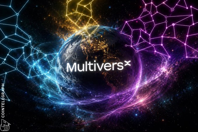 A cosmic digital artwork showing Earth surrounded by glowing neon network nodes and constellations, with the word "Multivers" overlaid across the planet.
