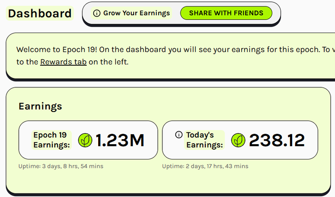 This screenshot features the dashboard of a financial software application. The dashboard displays the user's account information including their current account balance and the time remaining until the next scheduled update. Additionally, there are two graphs showing the user's recent transactions and the time remaining for these transactions. It appears to be a visual representation of Epoch 19 ending, and after that, we'll enter Epoch 20, which is expected to run from July 7 through August 6. The software developer has claimed that this will be their final community call and the last update before the end of Summer. Users can look forward to receiving various financial updates and insights for this Epoch.