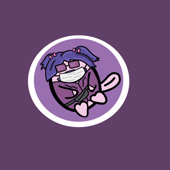 A chibi-style cartoon girl with blue hair in twin tails, red rectangular sunglasses, and a white face mask sits within a purple oval frame on a dark purple background. The image represents the "wassiepus" character described in the post—a hybrid of a Wassie (a popular crypto meme figure) and a Platypus, styled in an anime-inspired aesthetic.