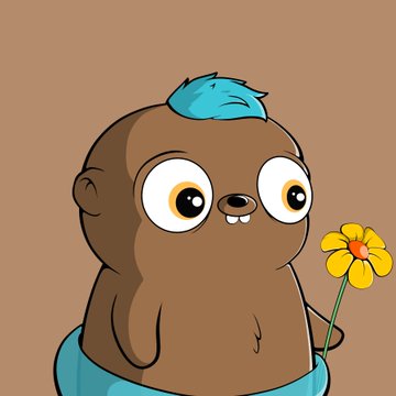 A cartoon character resembling Franky the Frog—a brown creature with a teal tuft of hair and big round eyes—holding a yellow flower, symbolizing the prize and gratitude expressed in the post about winning the Franky x Fugz tournament.