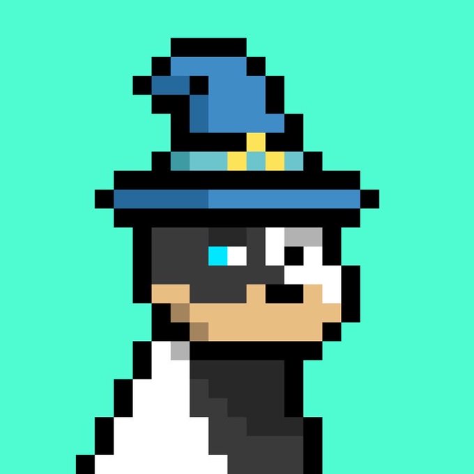 A pixel art image of a Doge wearing a wizard hat on a teal background. The image ties into the post's theme of Dogecoin ($DOGE) experiencing a price surge, humorously depicting the "tingling" feeling of crypto gains as magical, wizard-like energy surrounding the iconic Doge meme.
