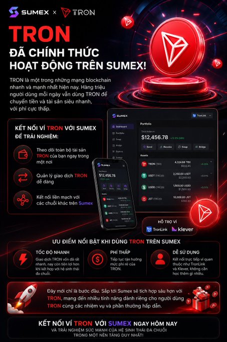 The image features a poster for a cryptocurrency called TRON, which has been translated into several languages including Vietnamese, English, and French. The poster showcases a red coin with a white triangle symbolizing Bitcoin, surrounded by text that provides information about the cryptocurrency. The poster also includes a phone number and an email address to contact more details or inquiries about the cryptocurrency.