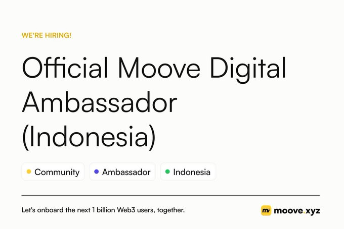 The image features an advertisement for Indonesian Web3 applications. The text on the poster reads "We're hiring! Indonesian (Indonesia) Ambassador" and "Community (Indonesia) Ambassador", indicating that they are looking for individuals who can help promote their digital services in Indonesia. The poster also includes a list of people who have been selected as ambassadors, showcasing their roles and responsibilities.