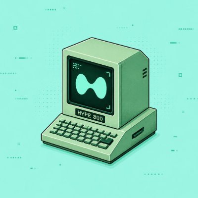 An isometric illustration of a retro computer with a green screen displaying a wave pattern, labeled 'HYPE 800' on a teal background.