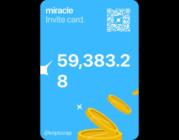 The image features a blue sign with white text and an accompanying hashtag, "# miracle #invite card". The text says "Miracle points have arrived", which implies that there has been some sort of achievement or accomplishment associated with the use of a certain point system. It also suggests that there is now a total volume of 767k points available for use, as indicated by the text "KriptoZap #" at the bottom left corner and "# miracle #invite card #" on top right side of the image. In return, the person who used these points received 4.2k points. These points are worth $1 each, meaning that the total amount of money earned in the exchange is equal to 4,200. The post also states that this process is scheduled for July, and it's an invitation for people to take advantage of the opportunity by farming Nado+ (Nadja+).