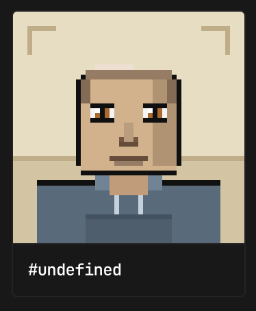 A pixel art illustration of a villager character with the text '#undefined' displayed below in a black bar.
