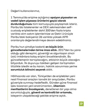 A screenshot of a Turkish news article discussing concerns about cryptocurrency exchanges and decentralized finance platforms. The visible text includes references to Paribu (a Turkish crypto exchange), mentions of financial risks, regulatory concerns, and notes about APR yields, suggesting the image highlights vulnerabilities in centralized crypto platforms—a theme aligned with the post's argument about CEXs' lack of preparation and the importance of decentralized alternatives like Polymarket and Hyperliquid.