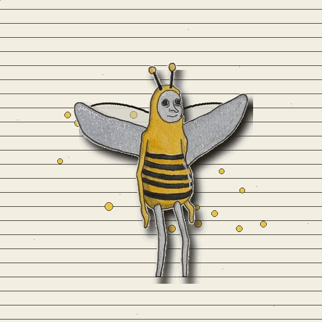 The image features a cartoon drawing of a bee dressed as a man, sitting on top of a piece of paper with lines going down both sides. The caption below the image reads "BEEMAN IS LIVE He’s a bee. He’s a man. Nobody asked for him... but now he’s here. CA: 6r3deqrYwvGsMacNnoc7EUokLh4rQSmS4VsE6pump #BEEMAN". The image is related to the post because it features an illustration of a bee dressed as a man, which could be considered a meme or a humorous representation.