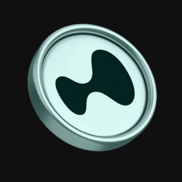 The image features a circular logo with a white background and black outline. The logo has a stylized design of two black circles connected by a line, creating an abstract representation of a face or a shape resembling a dog's head. The logo is displayed against a black background, making it stand out prominently.