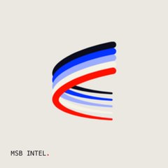 A logo for 'MSB INTEL.' featuring stylized red, white, and blue swooping lines resembling an 'E' shape.