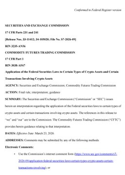 The image is a Securities and Exchange Commission and Commodity Futures Trading Commission release (No. 33-11412; 34-105020; File No. S7-2024-09, RIN 3235-AN36, 3038-AF67) addressing "Application of the Federal Securities Laws to Certain Types of Crypto Assets and Certain Transactions Involving Crypto Assets," with comments due March 25, 2026.

This ties into the post by suggesting the SEC and CFTC had a pre-planned regulatory roadmap for crypto assets (including XRP) ready to deploy if the Senate failed to pass the Clarity Act, framing it as a "Plan B" for XRP holders.