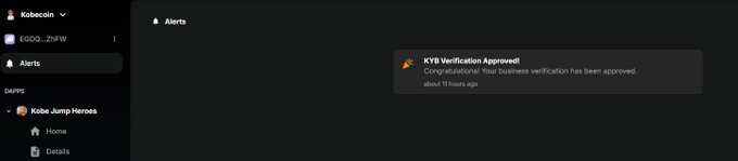 The image features a screenshot of an app, possibly a social media or gaming platform, that has a notification from a game. The notification indicates that the game has been approved for publication on the Solana KYB-verified publisher, Kobecoin. This means that the game is ready to be listed and published within the Solana ecosystem. The post emphasizes that most people will eventually appreciate the value of the game once it becomes available, as its release date approaches.