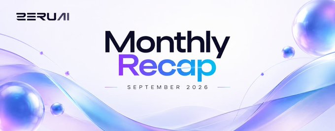 A promotional graphic with "BERUNI" logo reading "Monthly Recap" and "SEPTEMBER 2026" against a blue and purple background with bubble graphics.