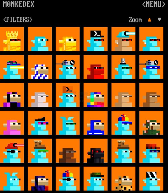 The image shows an array of different cartoon characters, each with their own unique features and styles. The characters are arranged in rows and columns against a backdrop of orange squares, creating a visually appealing grid-like pattern. The post asks if these characters can be considered as "paintings" or "art", which suggests that they might be perceived more as works of art rather than just a collection. However, the image itself does not explicitly convey this message, and it is up to the viewer's interpretation.