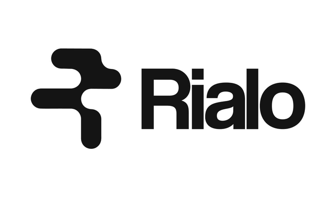 Logo for Rialo, featuring a stylized black 'R' icon next to the brand name 'Rialo' in bold text.