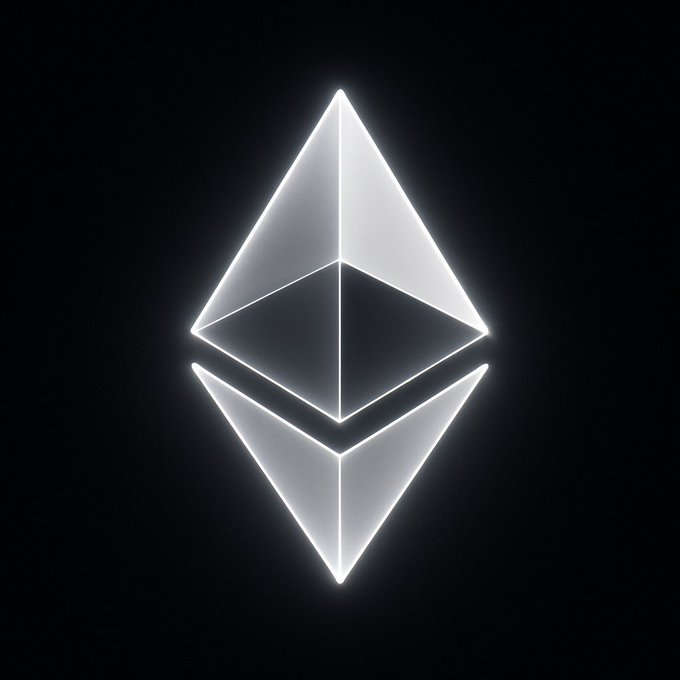 The Ethereum logo, featuring its distinctive diamond-shaped symbol with glowing edges against a dark background, visually reinforces the post's message about Ethereum's proven reliability and foundational role in financial infrastructure.