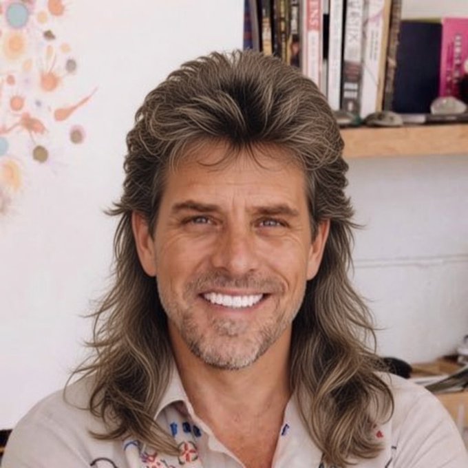 The image features a man with long, shaggy hair wearing a collared shirt. He has a big smile on his face as he poses for the camera. The caption of the image includes the hashtag #RCVRY, which stands for "reaction time" in the context of social media. This indicates that the post was likely created by someone who wanted to share a humorous or lighthearted moment with their followers.