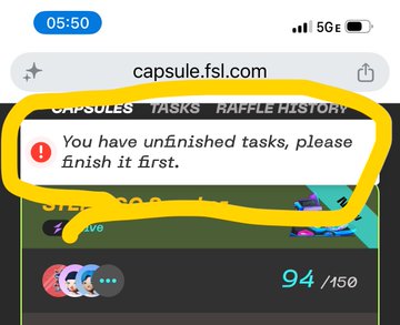An error message in yellow surrounds a screenshot of a social media app on an iPhone, stating that you have unfinished tasks. This app contains various options for challenges and contests like cupcakes, where each option has a different number of points, denominated as 90, 140, 150, 160, 170, 180, 190, and 200. The post suggests that you can go ahead and start at the very beginning of the challenge to begin with 100 points or simply finish it first to get all the remaining points.