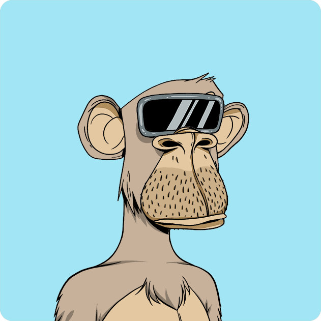 A cartoon illustration of a bored-looking monkey wearing a black VR headset against a light blue background.