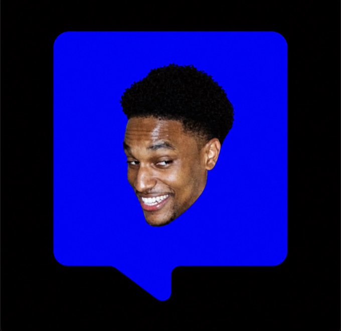 A speech bubble graphic on a black background features a blue chat-shaped icon with a smiling young man's face, representing the internet personality known as "Ansem," referenced in the post as Solana's mascot. The post draws a parallel by introducing their own Solana-based agent, @basemateagent, as a comparable figure.