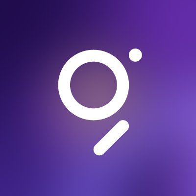 A purple gradient logo featuring a stylized white 'g' with a separate dot, set against a darker purple background.