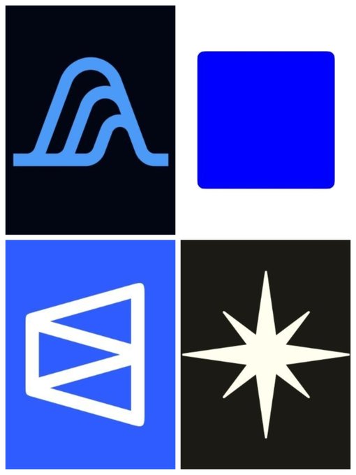 The image features a square with four different logos, including an arrow pointing right, a star, a triangle, and a wave. The logos are arranged in a grid format within the square, creating a visually appealing layout that captures attention. The text "focus on what is in the image" suggests that viewers should pay close attention to the details of each logo and how they relate to the overall composition.
