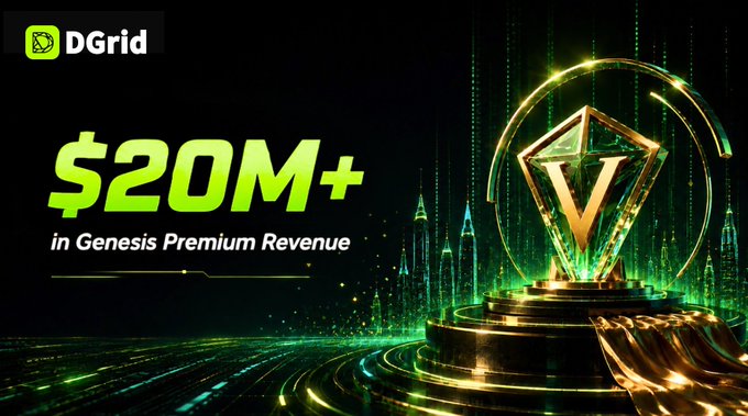 The image features a poster for a Genesis Premium reward program. The poster displays a gold trophy, possibly a crystal or sculpture, surrounded by lights. It also includes text promoting the initiative. A price tag with a value of $20M accompanies the logo on the poster. In the background of the poster, there is information about Genesis Premium and how to verify its revenue using the provided BNB Chain Safe wallet. The focus of the image seems to be highlighting the rewards offered by this program, particularly in the context of cryptocurrency.