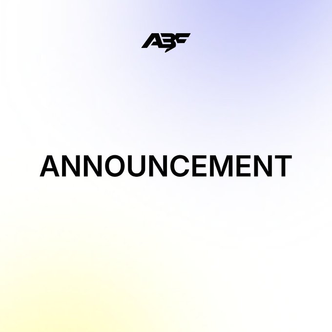Slide with a light gradient background displaying the 'ABF' logo at the top and the word 'ANNOUNCEMENT' centered in large black letters.