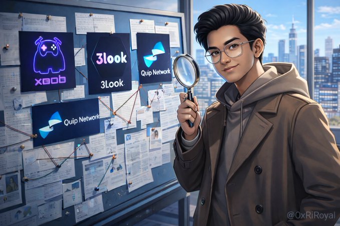 The image features a man holding a magnifying glass, possibly examining some papers or documents related to cryptocurrency. The caption of the image reads "crypto used to reward whoever could make the most noise around an event. the better projects now feel obsessed with something harder: can a network tell the difference between activity and actual contribution?". This suggests that the man might be investigating or analyzing the impact of certain events on the crypto world, possibly trying to understand how it has been affected by various factors such as social media engagement or other external influences.