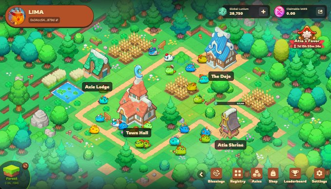 The image shows a detailed view of a forest-like setting, possibly within a video game or a digital illustration. The scene includes various elements such as trees, buildings, and other objects that create an immersive environment. There are also several small figures scattered throughout the area, adding depth to the landscape. The post in question is about a specific part of this image, likely discussing the Forest Land setting or providing information related to it.