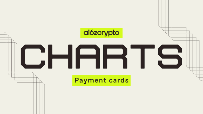 A minimalist graphic displaying 'alózcrypto' and 'CHARTS' in bold black lettering with 'Payment cards' in a neon yellow box, set against a light beige background with subtle line patterns.