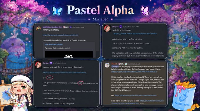 The image shows a screenshot of a social media post from Pastel Alpha, which appears to be a discussion about NFTs (Non-Fungible Tokens). The post includes multiple messages from different people who have contributed to the conversation. There are four main messages in total, with some additional smaller messages scattered throughout the post. The post also contains a link to an article that provides more information on NFTs and their history.